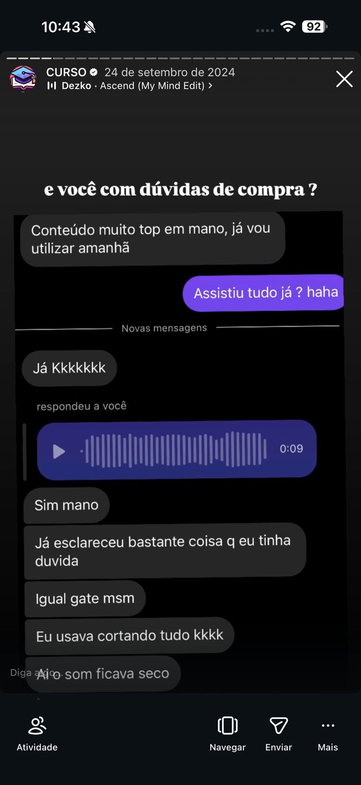 Relato de aluno